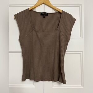 Truth Brown Ribbed sleeveless top